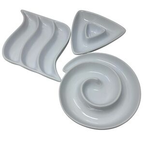 Vintage The Main Ingredients White Ceramic Condiment Dish Appetizer Trays Modern